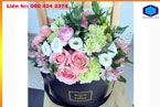 Hộp đựng hoa trang nhã | Hộp hoa son đặc biệt dành tặng bạn gái nhân ngày lễ tình nhân 14/2 | Qua Tang Pha le